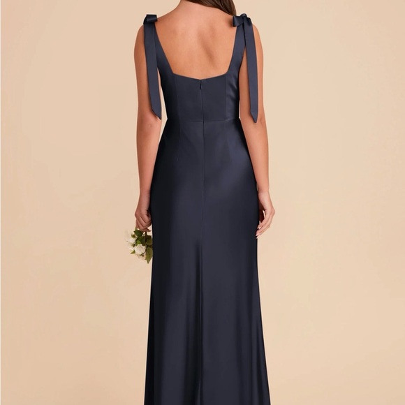Birdy Grey Matte Satin Chic Navy Sleeveless Maxi Bridesmaid Dress - Picture 2 of 3